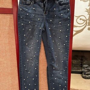 St John’s Bay Express Dark Blue Pearl-Embellished Skinny Jeans